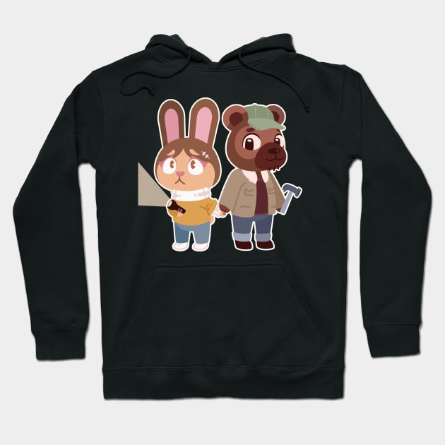 Alison and Mike - Rabbit and Bear Portrait Hoodie by Snorg3